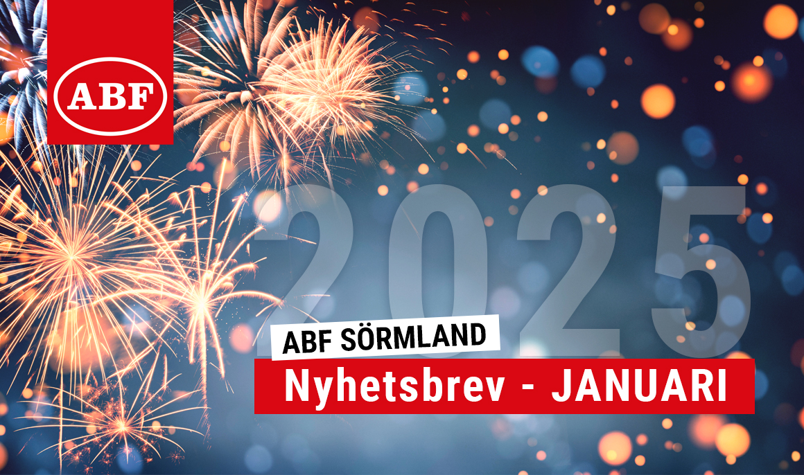 Jordgubbar med texten "juli" ovanpå och ABF:s logga i vänstra hörnet