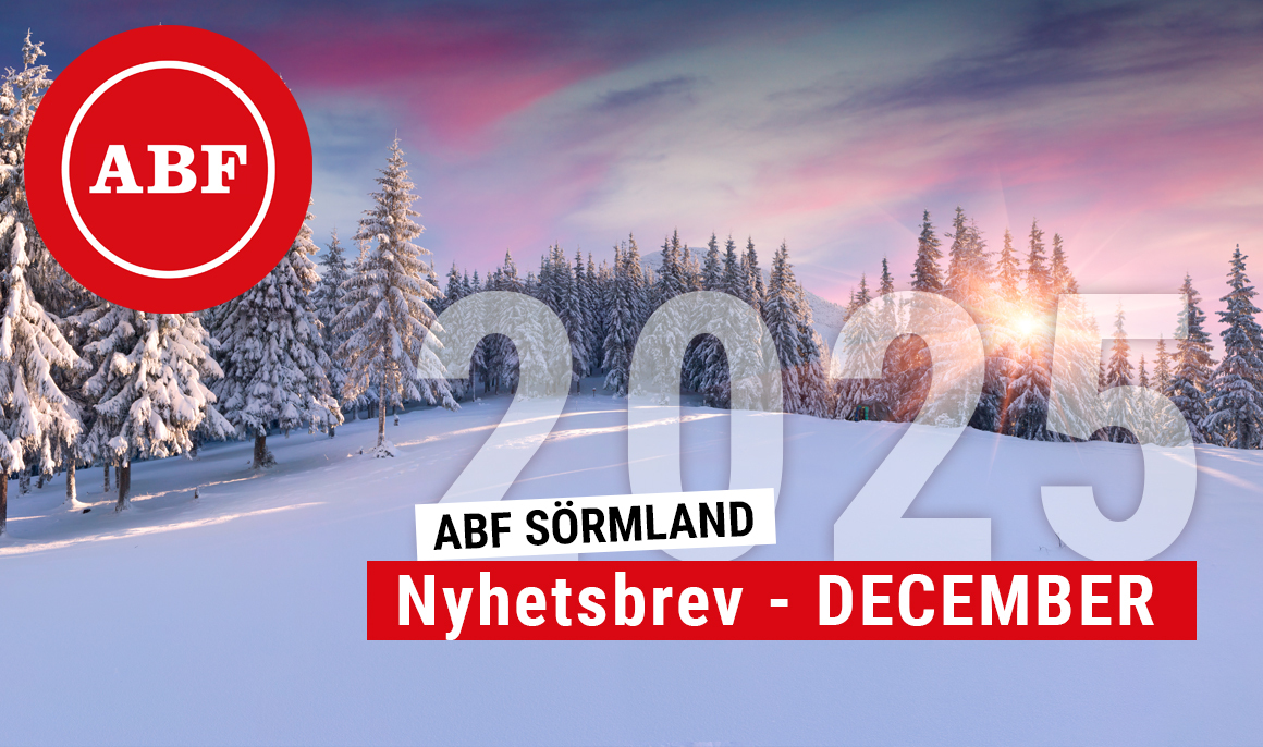 Jordgubbar med texten "juli" ovanpå och ABF:s logga i vänstra hörnet