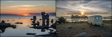 Solnedgång och soluppgång på Fårö
