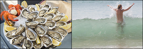 Ostron & bad i oceanen