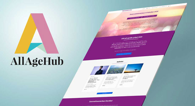 Illustration av Innovationsveckans hemsida samt AllAgeHubs logotyp