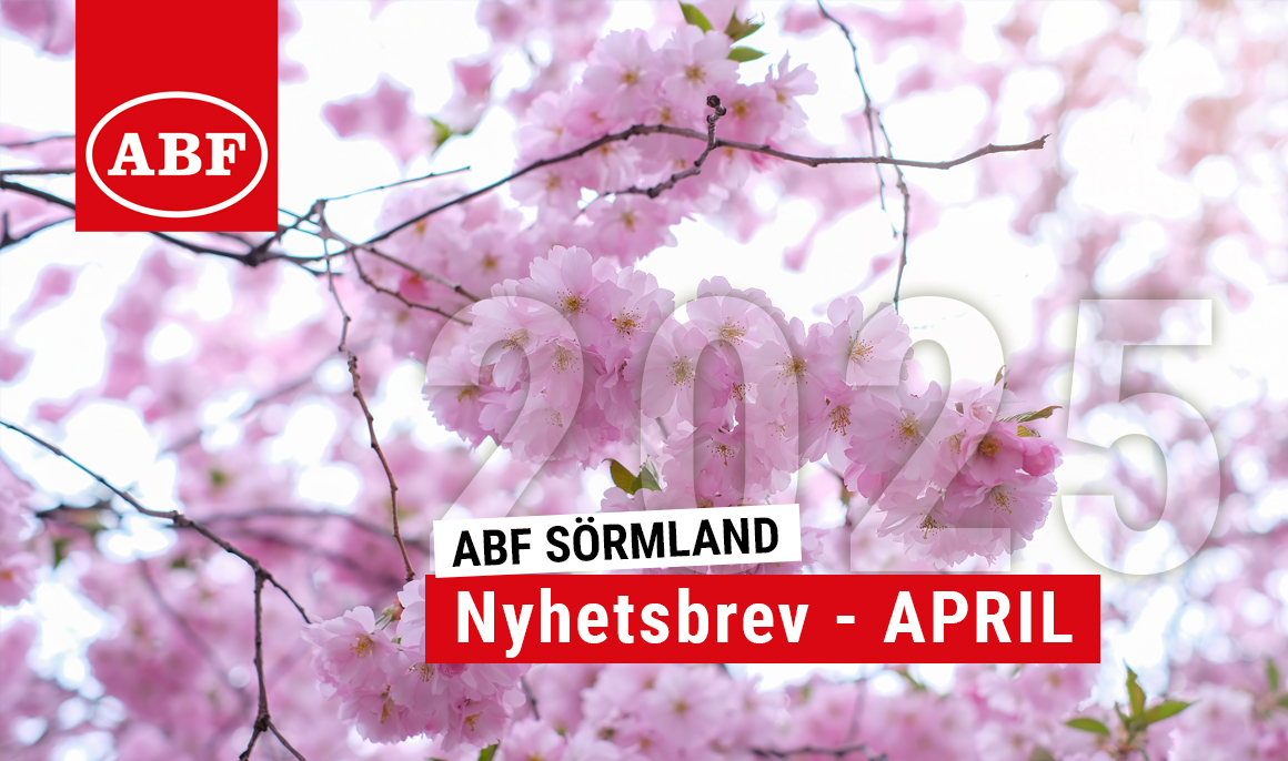 Jordgubbar med texten "juli" ovanpå och ABF:s logga i vänstra hörnet